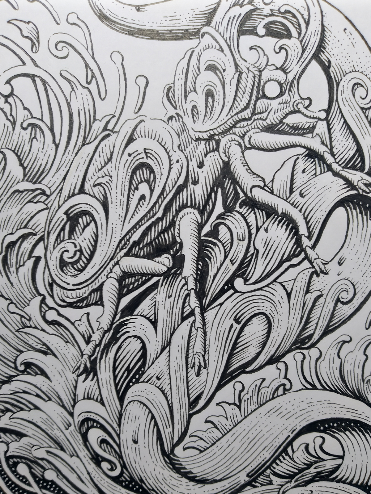 Detail ilustrasi 'Beatle Trown' karya Mas Mool, 2023, menampilkan close-up.