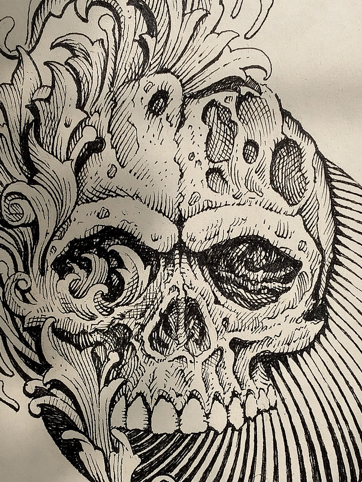 Detail ilustrasi 'Eroded' karya Mas Mool, 2023, menampilkan close-up.