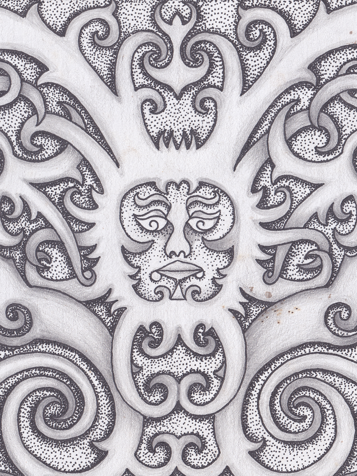 Detail ilustrasi 'Kekuata/Kuasa' karya Mas Mool, 2022, menampilkan close-up.