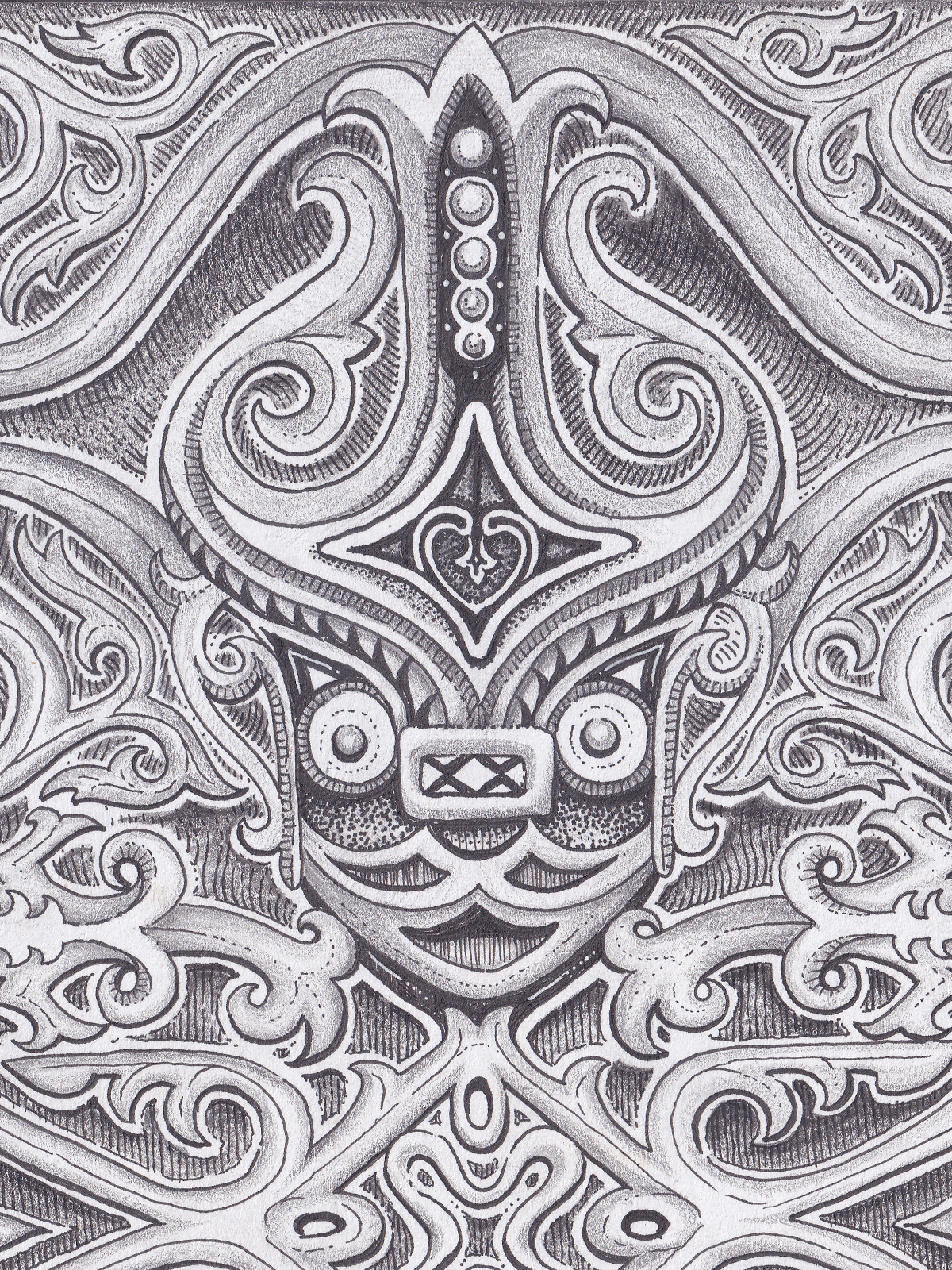 Detail ilustrasi 'Pelindung Hidup' karya Mas Mool, 2022, menampilkan close-up.