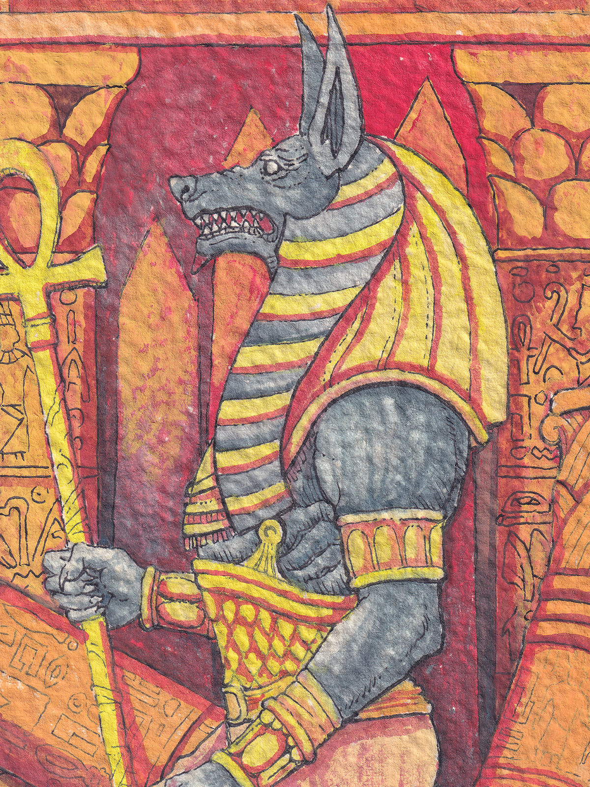 Detail ilustrasi 'The Psychopomp' karya Mas Mool, 2023, menampilkan close-up.