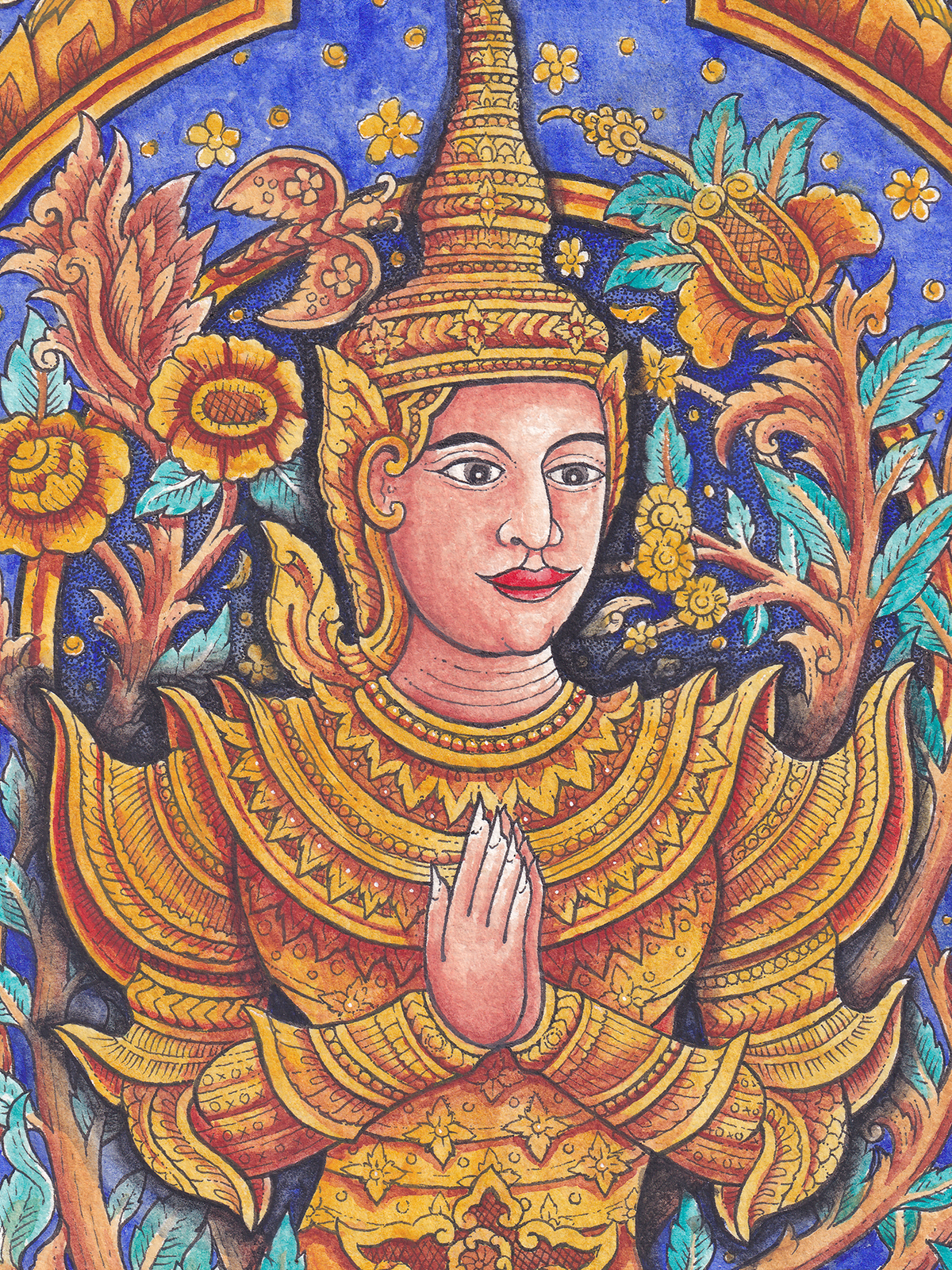 Detail ilustrasi 'The Pure Devotion' karya Mas Mool, 2023, menampilkan close-up.